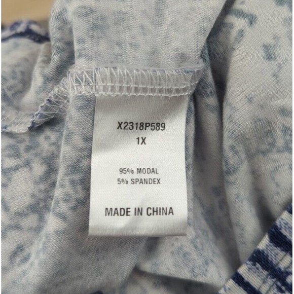 TART Brand Maxi Dress Faux Wrap Blue Print Boho Batik Stretch Super Soft 1X XL - Picture 5 of 5